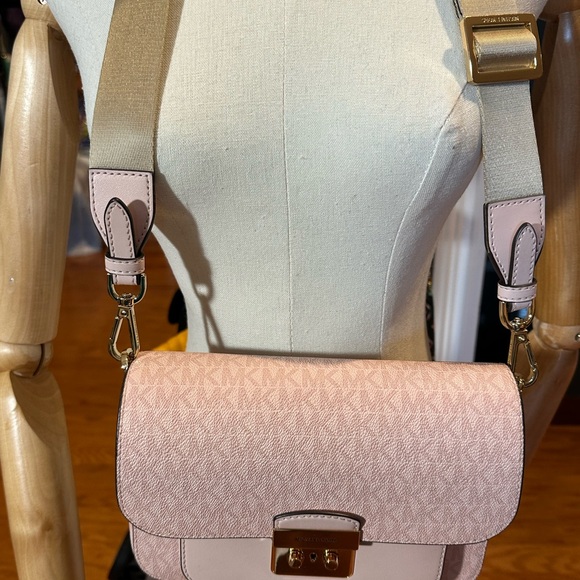 MICHAEL KORS SLOAN EDITOR MEDIUM FLAP SHOULDER MESSENGER BAG MK POWDER BLUSH - Picture 8 of 16